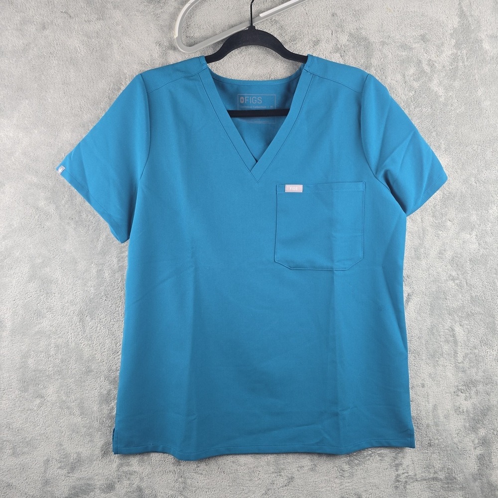 Figs Catarina One Pocket Scrub Top Women's Size Medium Blue Nurse